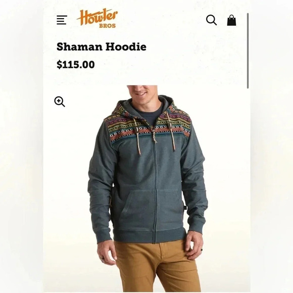 howler bros heed the call Shaman drawstring Hoodie pullover/Coat men MED - Picture 1 of 16